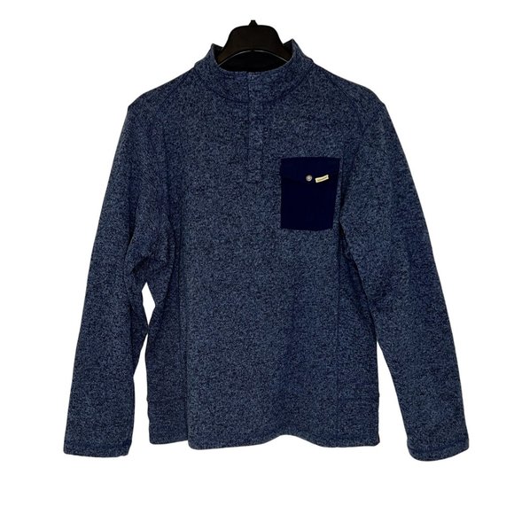 Woolrich Men's XL Long Sleeve Blue Pullover Quarter Snap Button Sweater - Picture 1 of 8